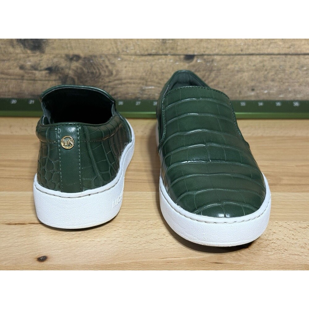 🔥🐊Michael Kors KEATON Slip On Sneakers Shoes Moss green croc embossed 8.5 - Picture 6 of 11